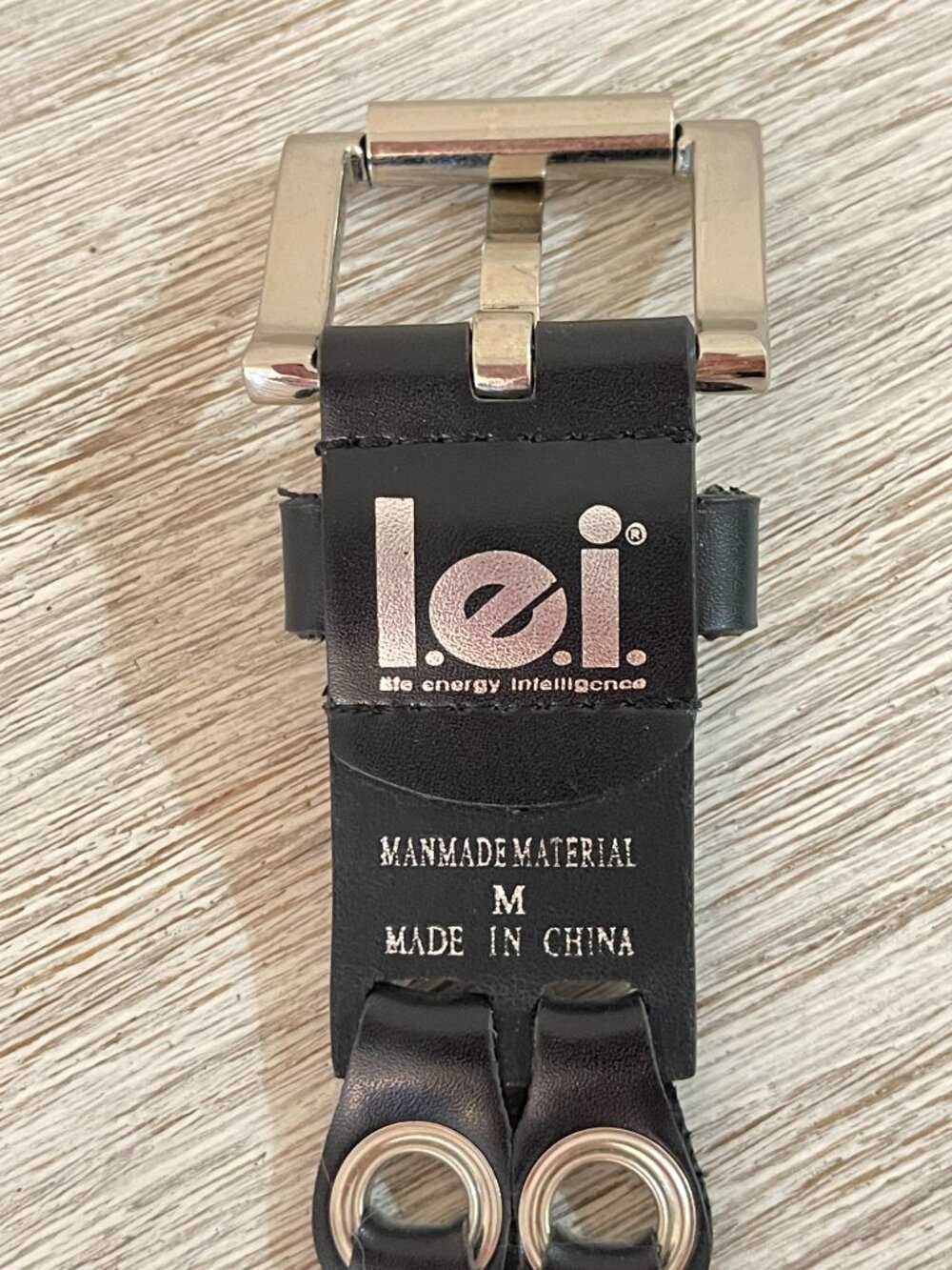 LEI Belt Wide Grommet Black Silver Buckle Medium - Picture 9 of 9